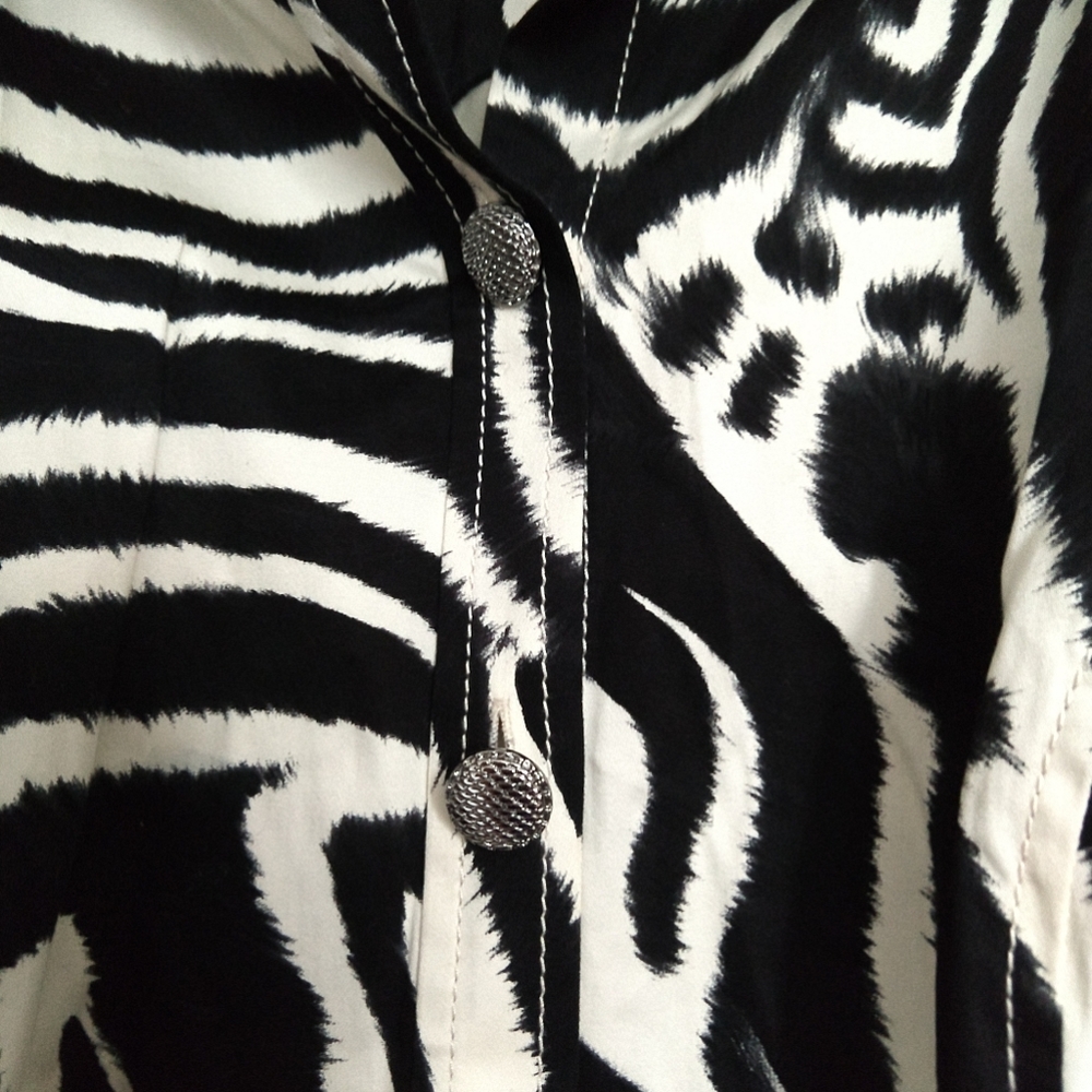 St. John Sport Zebra Print Classic Shirt Dress